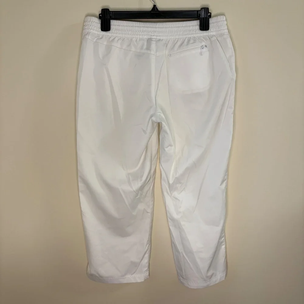 Y2K Nike Culottes Women Medium White Black Stripe Track Pants Sporty Streetwear